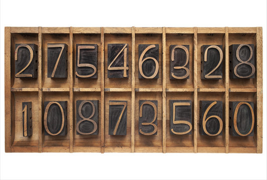 wood type numbers in a box