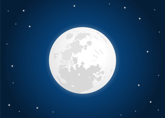 lune blanche avec ciel étoilé