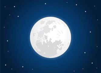 Photo sur Plexiglas Ciel lune blanche avec ciel étoilé