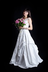 Bride isolated at black