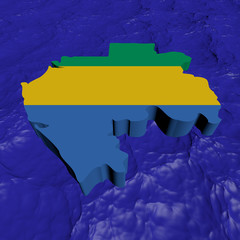 Gabon map flag in abstract ocean illustration