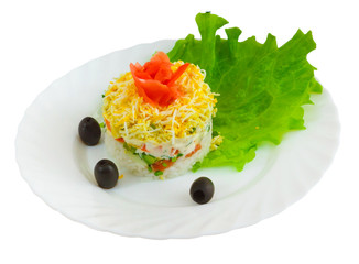 rice salad olives food dish isolated on a white background clipp