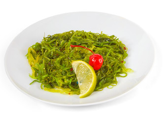 green and algae seaweed isolated on white background