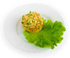 lettuce cucumbers tomatoes mayonnaise apple isolated on white ba