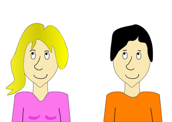 Fototapeta premium Boy and girl looking up