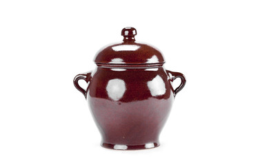 Clay pot on white background