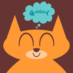 Cute kitty thinking of fish
