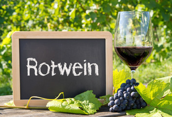 Rotwein mit Weinglas Weinprobe