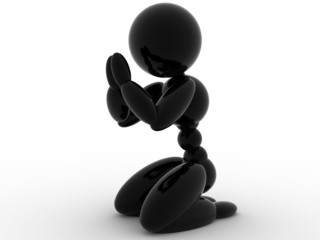 Black ceramic man prays on a white background №3