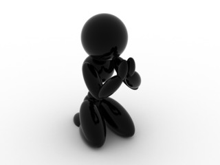 Black ceramic man prays on a white background №1