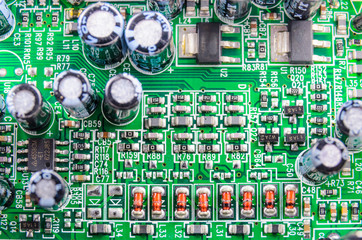 Radio components on a printed circuit board