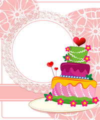 Wedding cake for Wedding invitations or announcements