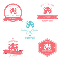 Vintage Octopus Badge set | Editable EPS vector illustration