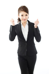 Beautiful asian businesswoman on white background