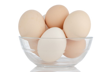 Eggs in glass bowl