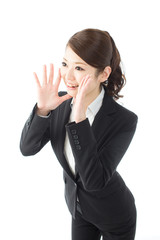 Beautiful asian businesswoman on white background
