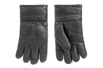 Black leather gloves