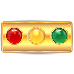 varicoloured buttons on the panel of gold color