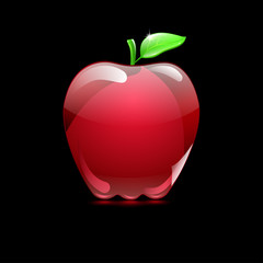 Big red apple from glass