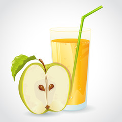 A glass of apple juice and half apple isolated © Yuzach