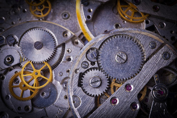 Old clock mechanism with gears