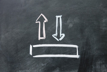 upload and download written with chalk on blackboard
