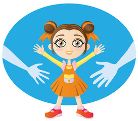 Little girl looking for the love of their parents