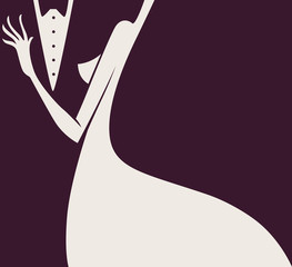 bride and groom, wedding card in elegant style