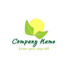 Logo - sun with green leaves