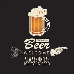 Photo sur Plexiglas Poster vintage Bannière avec une bière et un doigt pointé