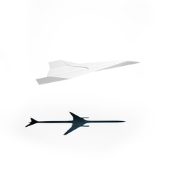 Fototapeta na wymiar Paper airplane with big aspirations