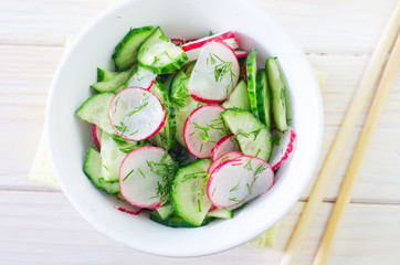 fresh salad with cucumber and radish