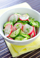 fresh salad with cucumber and radish