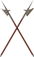 Two crossed battle halberds
