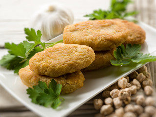 chickpeas croquettes, selective focus