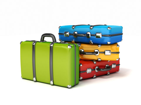 colorful suitcases isolated Stock Illustration | Adobe Stock