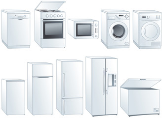 Home appliances vector illustrations set