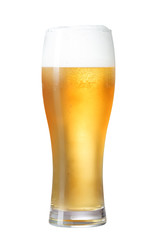 glass of beer isolated on white with clipping path included