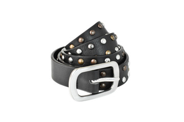Belt with metal studs on a white background