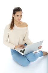 Fototapeta premium Woman Using Laptop Computer