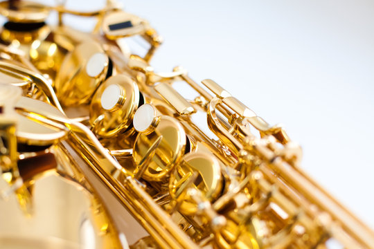 Closeup fragment of the saxophone