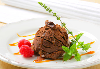 Chocolate ice cream with caramel