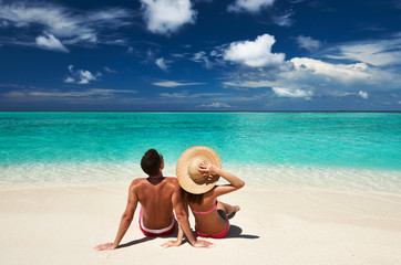 Couple on a beach at Maldives