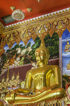gold buddha in temple at thailand