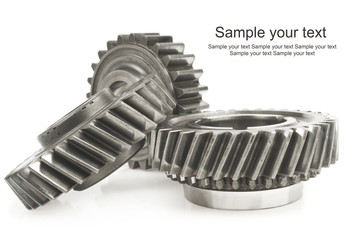 real stainless steel gears isolated over white background