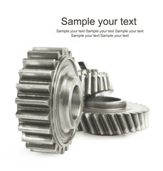 real stainless steel gears isolated over white background