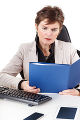 Businesswoman examination of documents