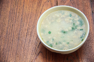 Thai style of rice gruel in bowl