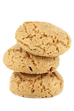 Italian amaretti on white background