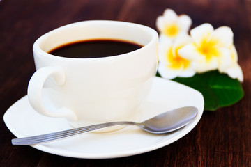 Black coffee, a cup of beans